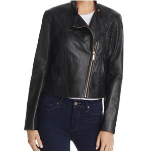 Michael Kors 100% black leather moto jacket in size medium